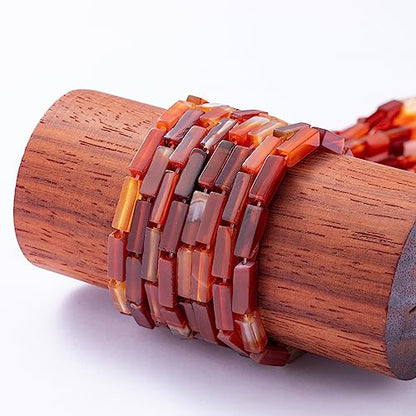 Natural Red Agate Rectangle Tube Beads 4x13mm 38cm (28 Count)
