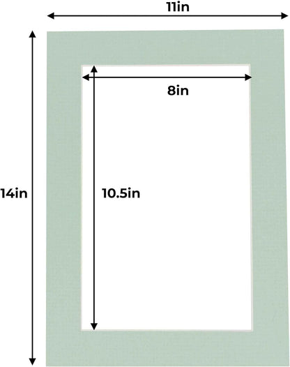 11x14 Mat for 8.5x11 Photo - Precut Honeydew Green Picture Matboard for Frames 11 x 14 Inches - Bevel Cut to Display Art 8.5 x 11 Inches - Acid Free Pack of 25 MATS with Backing Boards & Clear Bags