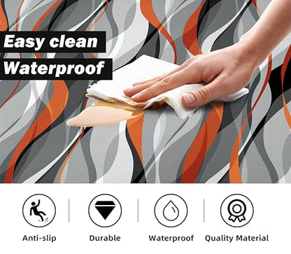 Kitchen Mats for Floor Modern Abstract kitchen rugs Grey and Orange Stripe Anti Fatigue Kitchen Mats Waterproof Floor Mats Cushioned Non (1295.5 sq inches)