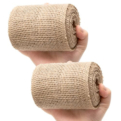 4 Inch Natural Burlap Fabric Roll 10 Yards (2 Count)