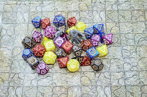 Retro Polyhedral Dice Sets with Pouches for D&D DND RPG MTG Dungeon and Dragons Table Board Roll Playing Games D4 D6 D8 D10 D% D12 D20