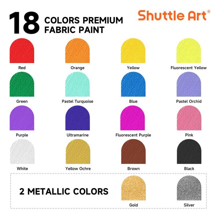 Fabric Paint 18 Colors Permanent Soft Fabric Paint in Bottles