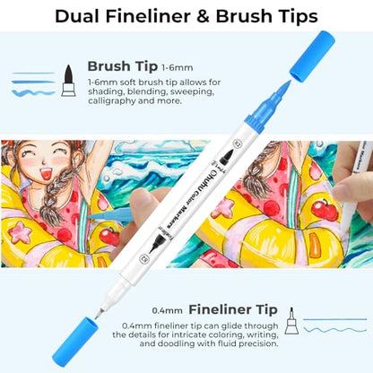 Adult Coloring Book Markers 160 Color Dual Tip Water (160 Count)