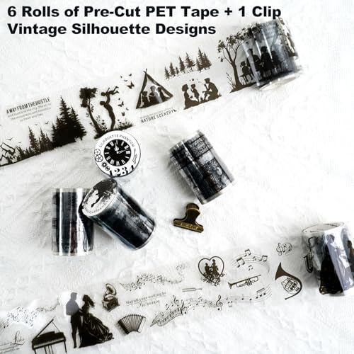 Vintage Silhouette PET Tape Set with Clip (6 Count)