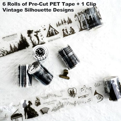 Vintage Silhouette PET Tape Set with Clip (6 Count)