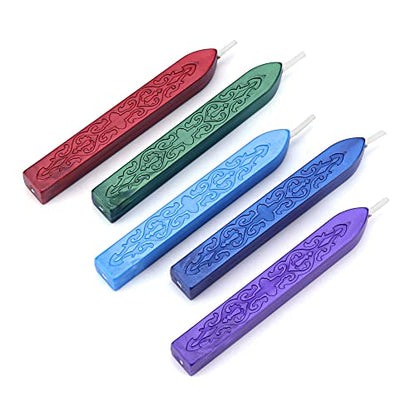 5 Color Sealing Wax Sticks with Wicks for Wax Seal Stamp (5 Count)
