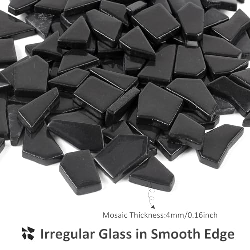 Black Glass Mosaic Tiles for Crafts Bulk (7.05 Ounce)
