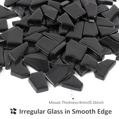 Black Glass Mosaic Tiles for Crafts Bulk (7.05 Ounce)