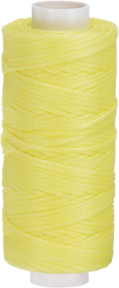 uxcell Leather Sewing Waxed Thread, 55 Yards / 50m 0.8mm 150D Flat Polyester All-Purpose Threads for Leather Crafts, Bookbinding, Yellow