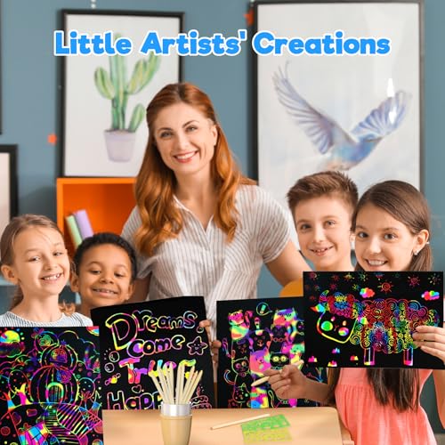100PCS Rainbow Scratch Paper Art Gifts