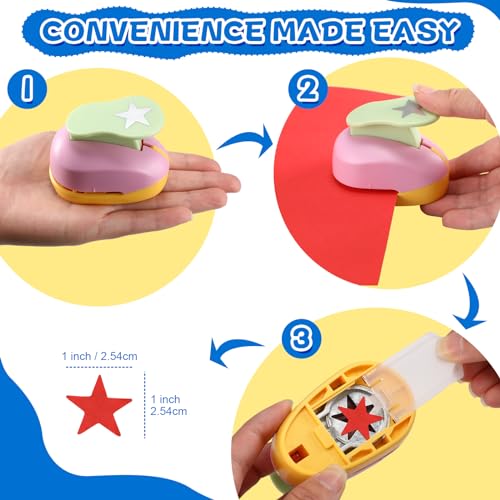 10 Pcs Craft Hole Punch Shapes 1 Inch Paper Punch Hole Mix Shapes Cutters for Paper Crafting Scrapbooking Office Supplies (10 Count)