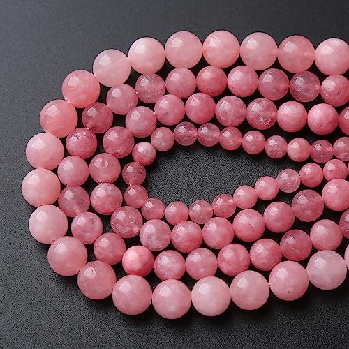 45pcs 8mm Natural Rose Pink Chalcedony Stone Round Loose Beads for Jewelry Making DIY Bracelets Necklaces Crystal Energy Healing Stone Beads 15"