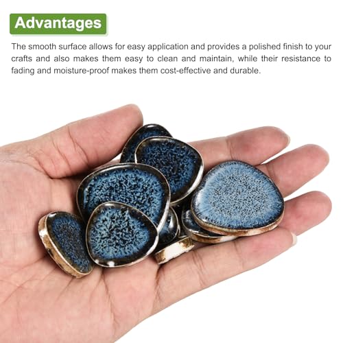 100g Ceramic Mosaic Tiles for Crafts Bulk Pebble Blue Glazing
