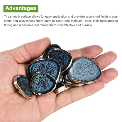 100g Ceramic Mosaic Tiles for Crafts Bulk Pebble Blue Glazing