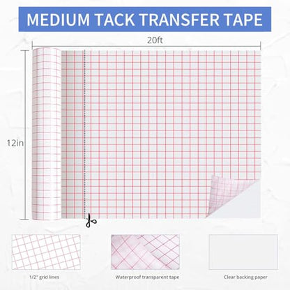Transfer Tape for Vinyl 12" x 20 FT (20 Count)