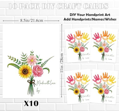 Flower Bouquet Handprint Art DIY Gifts for Mom & Grandma from Daughter Son (10 Count)