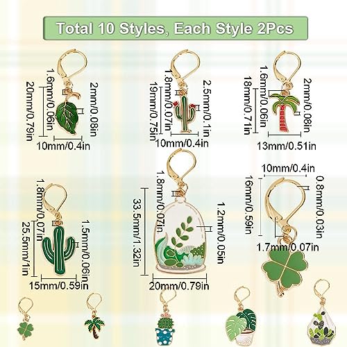 1 Box 20Pcs Stitch Markers Cute Lobster Clasp Charms Green Plants Cactus Crochet Stitch Marker Removable Knitting Stitch Markers Metal Crocheting Markers for Sewing Weaving Knit Threading (20 Count)