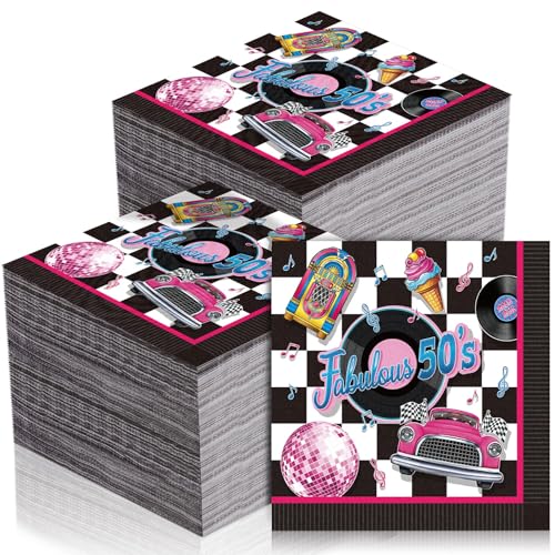 60 Pcs 50s Cocktail Paper Napkins 6.5 x 6.5 Inches (60 Count)