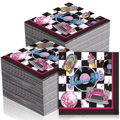 60 Pcs 50s Cocktail Paper Napkins 6.5 x 6.5 Inches (60 Count)