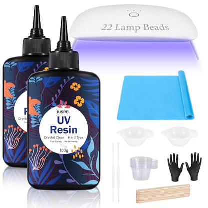 UV Resin Kit With 22 Lamp Beads Light (7.05 Ounce)