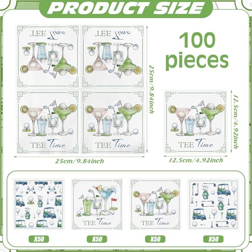200 Pcs Tee Time Golf Cocktail Napkins Disposable 2 (200 Count)