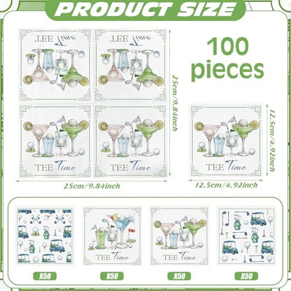 200 Pcs Tee Time Golf Cocktail Napkins Disposable 2 (200 Count)