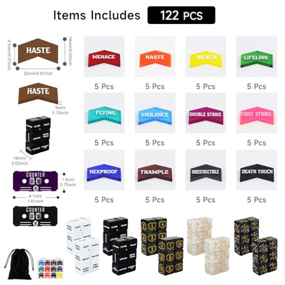 122Pcs MTG Dice Counters Keyword Counters Life Counter 1
