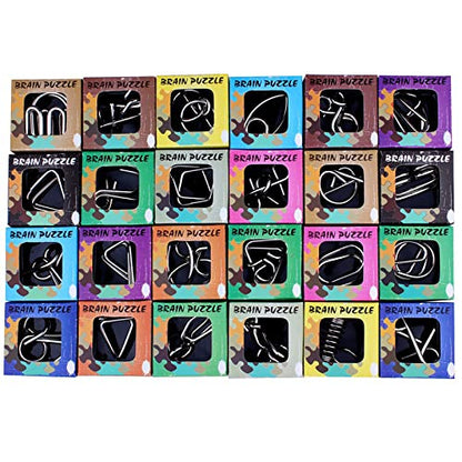 24 Pack Metal Puzzles Brain Teaser IQ Wire Metal Puzzles for Adults Kids Teenagers Gifts Fidget Toys Educational Puzzle Games Toys Magic Trick Toy Party Favors for Kids Adults Challenge (24 Count)