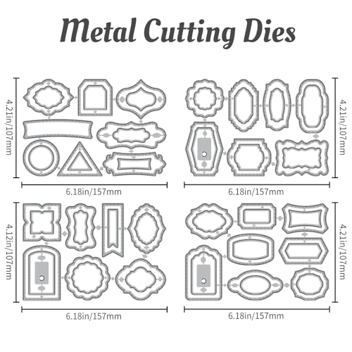 30 Styles Labels Die Cuts for Card Making Backgrounds Frame Metal Cutting Die for Scrapbooking Carbon Steel Embossing Template Tab Note Cutting Dies DIY Cards Album Crafts Supplies (30 Count)