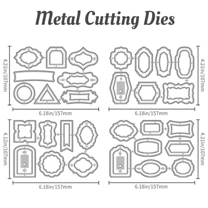 30 Styles Labels Die Cuts for Card Making Backgrounds Frame Metal Cutting Die for Scrapbooking Carbon Steel Embossing Template Tab Note Cutting Dies DIY Cards Album Crafts Supplies (30 Count)