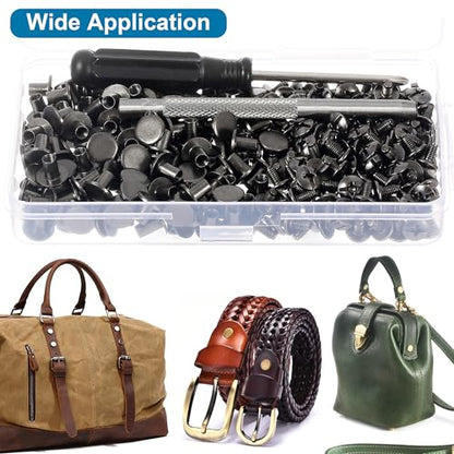150 Sets 8MM Chicago Screws Leather Rivets for Fabric Chicago Binding Screws Buttons Metal Studs Rivets for Decorate and Repair Belts Bags Shoes Purse Dog Collar Leather Craft