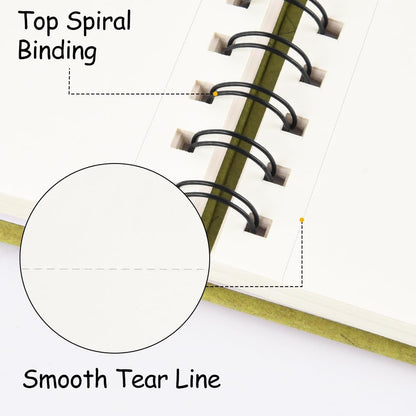 8.3x5.8 Sketch Book, Top Spiral Bound Sketch Pad, 60sheets 92lb/150gsm Nature White Paper, Acid-Free Mixed Media Paper for Painting, Dawing & Art Supplies.N-Green - Crafty Corner