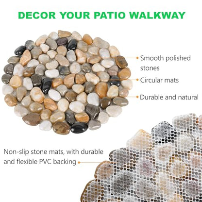 Garden Stepping Stones Outdoor Round River Stone Decorative Nature River Rocks for Landscaping Outside Walkway Patio Yard Garden Pathway
