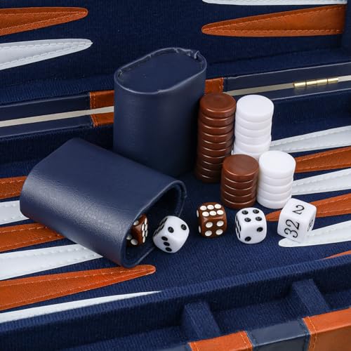 Backgammon Set 2 Players Classic Backgammon Sets for Adults Board Game with PU Leather Case Portable and Travel Backgammon Set