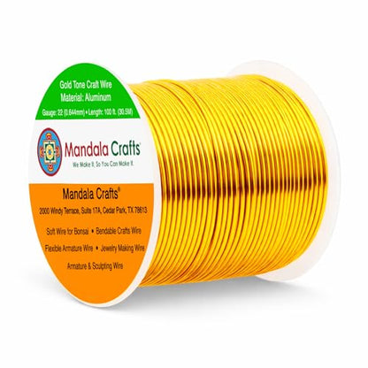 22 Gauge Gold Tone Anodized Aluminum Craft Wire