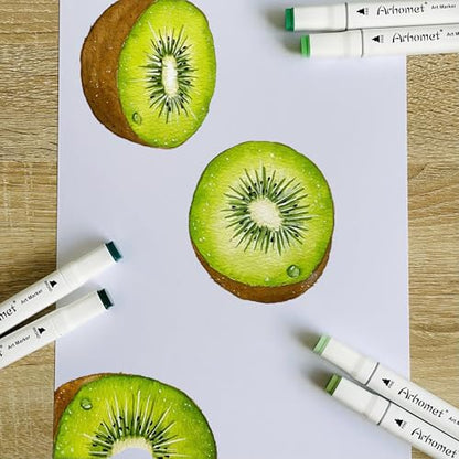 6pcs Green Forest Trees Grass Colors Alcohol Markers Set (6 Count)