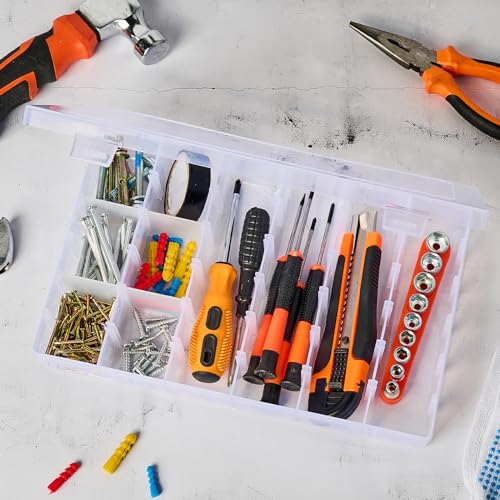 18 Grids Large Plastic Organizer Box with Adjustable Dividers