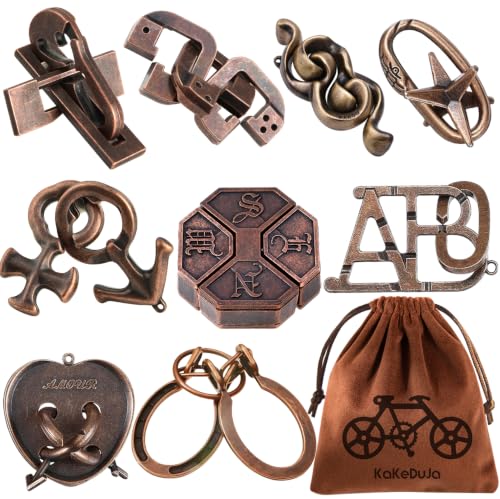 9pcs Metal Puzzle for Adult Disentanglement Puzzles Lock Gift for Adults (9 Count)