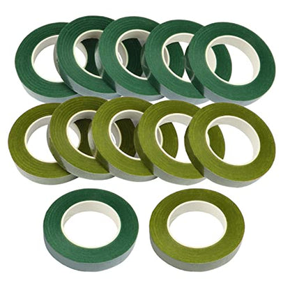 12 Rolls 1 2 Inch 30 Yard Green Floral Tape for Bouquet Stem Wrapping