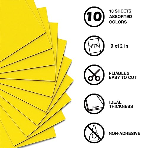 Yellow Foam Sheets Crafts 9x12 Inch 2mm Eva Color Craft Foam Paper for Crafts Project Preschoolers Classroom Scrapbooking DIY Cosplay (10 Count)