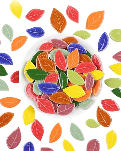 200g Mixed Sizes Leaves Mosaic Tiles for Craft Bulk