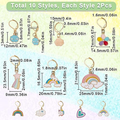 1 Box 20Pcs Knitting Stitch Markers Crochet Rainbow Colorful Leverback Charms Cute Crochet Markers for Knitting Weaving Sewing Needleworks Women DIY Craft (20 Count)