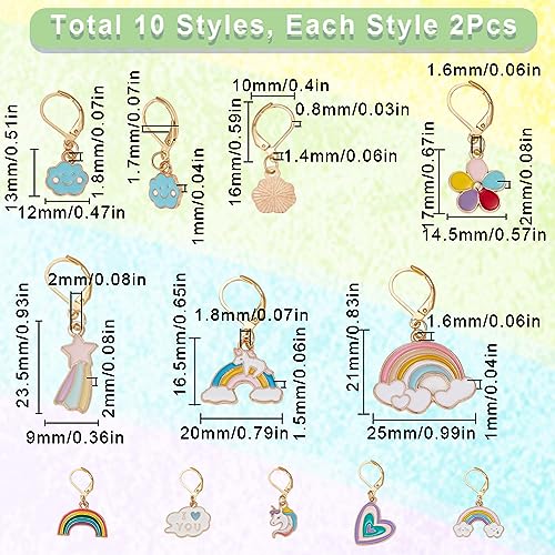1 Box 20Pcs Knitting Stitch Markers Crochet Rainbow Colorful Leverback Charms Cute Crochet Markers for Knitting Weaving Sewing Needleworks Women DIY Craft (20 Count)