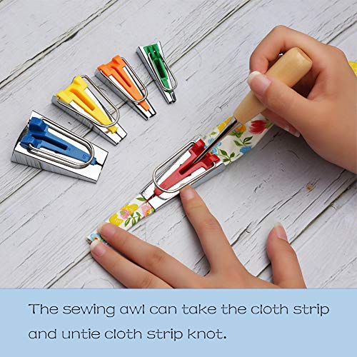 Bias Tape Maker Kit 5 Sizes with 4 Pcs Sewing Machine Presser Foot (5 Count)