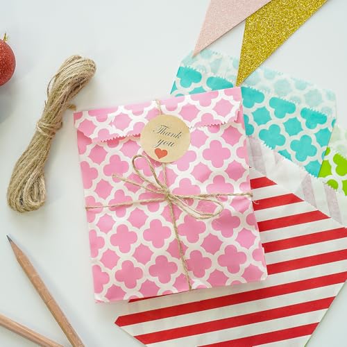 200 Pcs Rose Gold Candy Buffet Bags Small Cookie Bags Polka Dot Paper Treat Bag for Wedding Birthday Party