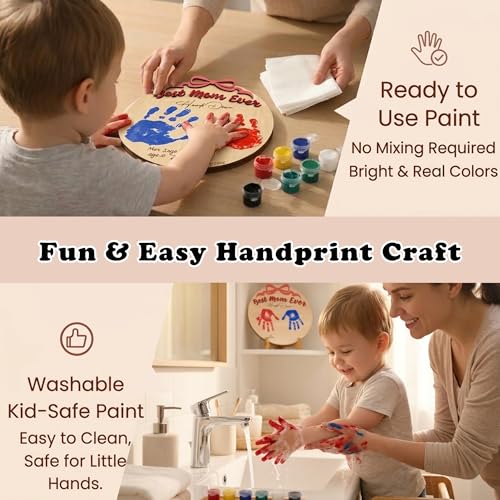 10'' Best Mom Ever Hands Down Big Size DIY Handprint Art Kit with Non