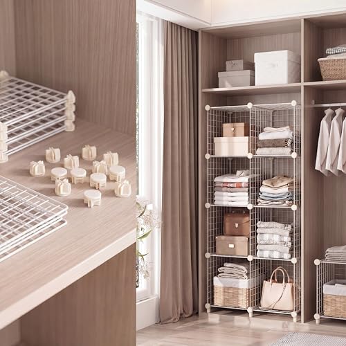 32 Pieces Cube Connectors Plastic Storage Wire Cube Organizer ABS Connectors for Modular Closet Storage Organizer and Wire Shelf (32 Count)