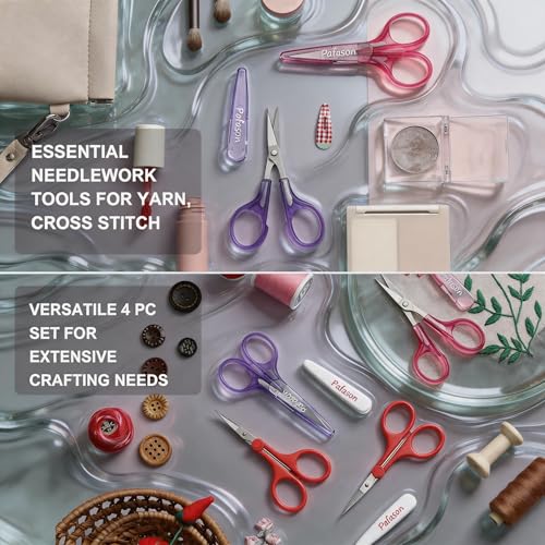 Small Travel Sewing Craft Scissors Set Straight Precision Fine Tip (4 Count)
