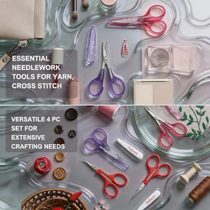Small Travel Sewing Craft Scissors Set Straight Precision Fine Tip (4 Count)