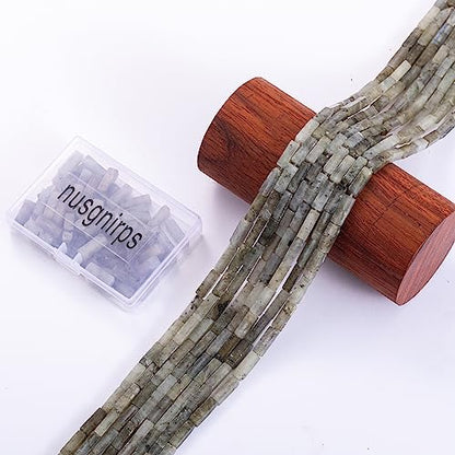 Natural Spectrolite Rectangle Tube Beads 4x13mm 38cm (28 Count)